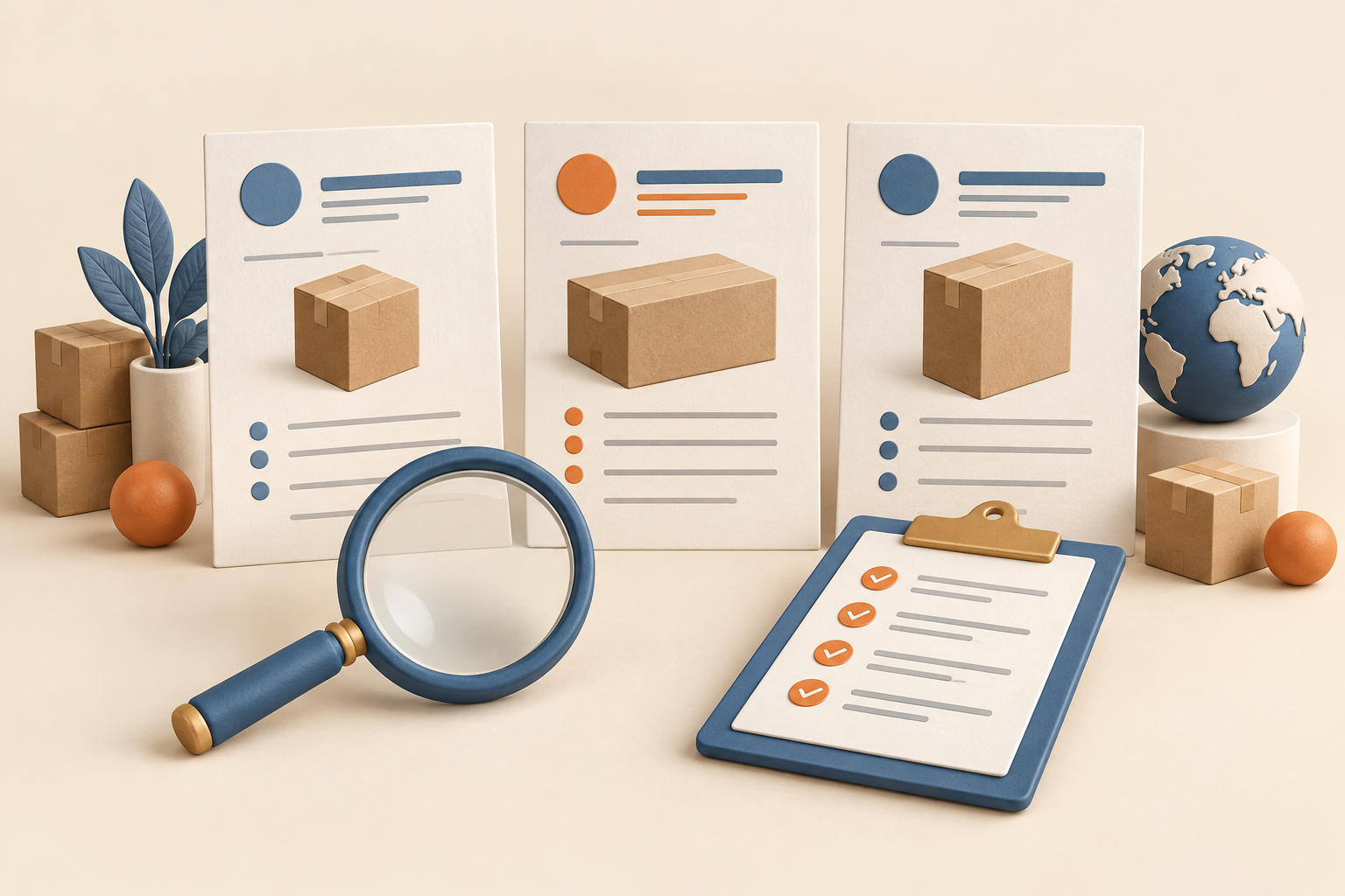 Supplier quote sheets and a checklist representing comparable written offers.